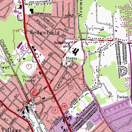 Topographic Map of Maney Cemetery, VA