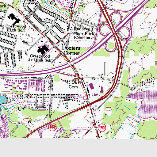 Topographic Map of Mount Olive Cemetery, VA