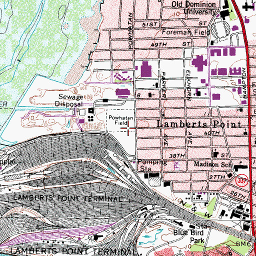 Topographic Map of Powhatan Field, VA