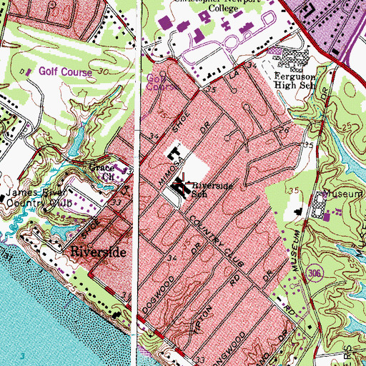 Topographic Map of Riverside Elementary School, VA