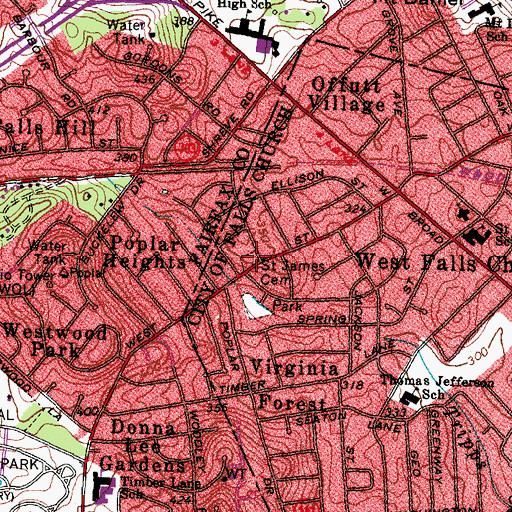 Topographic Map of Saint James Catholic Church Cemetery, VA