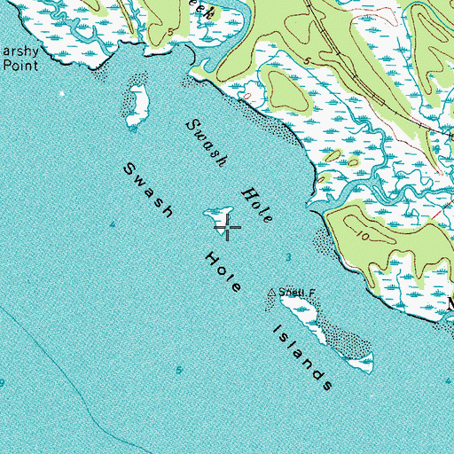 Topographic Map of Swash Hole Island, VA