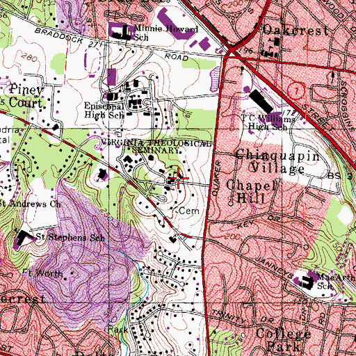 Topographic Map of Virginia Theological Seminary, VA