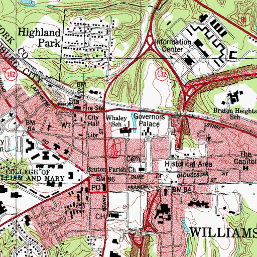 Topographic Map of Matthew Whaley Elementary School, VA