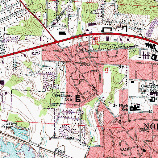 Topographic Map of Crestmont, AL