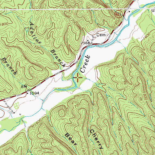 Topographic Map of Adaline Branch, VA