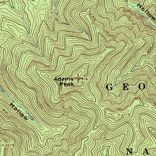 Topographic Map of Adams Peak, VA