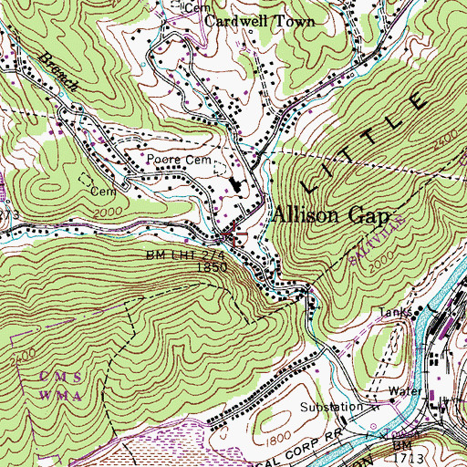 Topographic Map of Allison Gap, VA