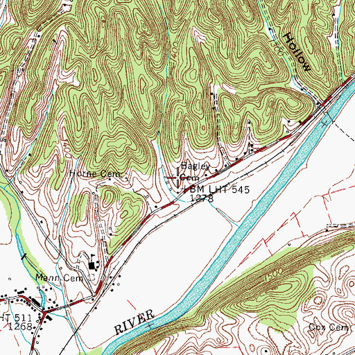 Topographic Map of Bagley Cemetery, VA