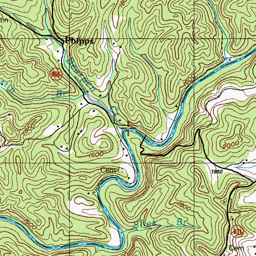 Topographic Map of Bearpen Creek, VA