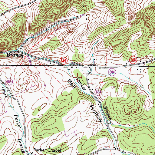 Topographic Map of Bell Hollow, VA