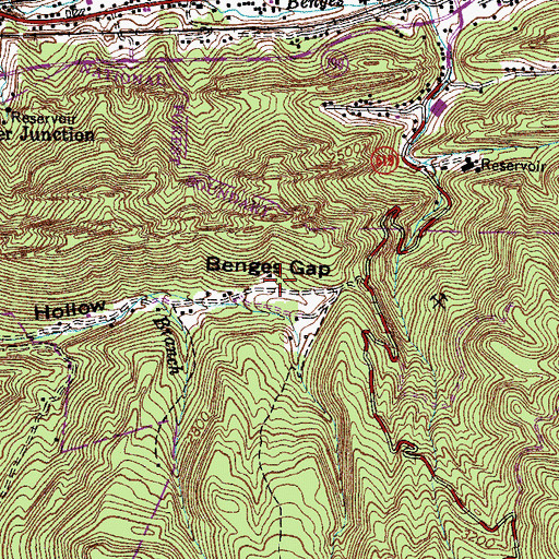 Topographic Map of Benges Gap, VA