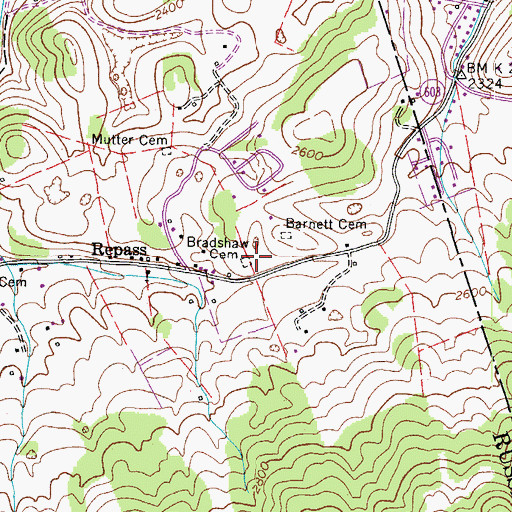 Topographic Map of Bradshaw Cemetery, VA