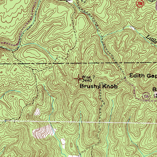 Topographic Map of Brushy Knob, VA