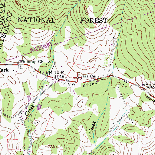 Topographic Map of Byars Cemetery, VA