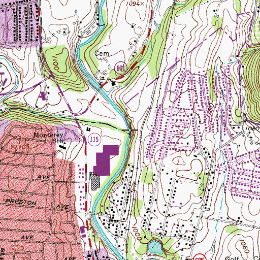Topographic Map of Carvin Creek, VA