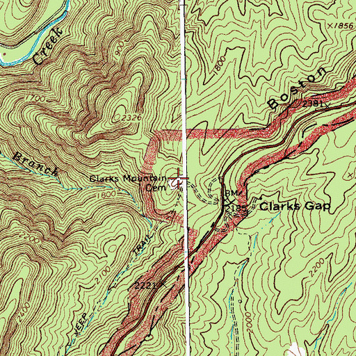 Topographic Map of Clarks Mountain Cemetery, VA