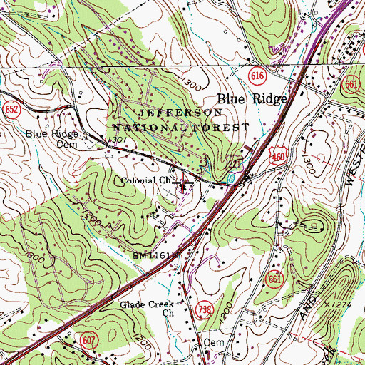 Topographic Map of Colonial Church, VA