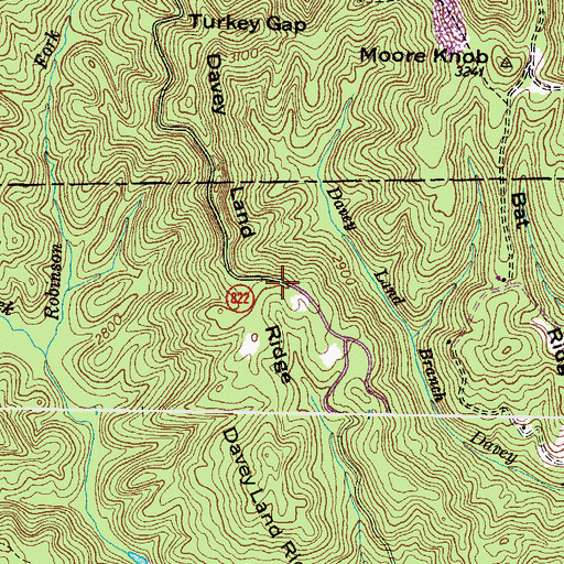 Topographic Map of Davey Land Ridge, VA