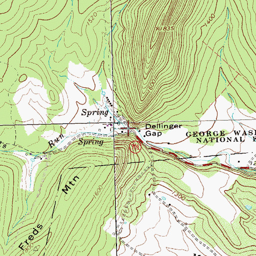 Topographic Map of Dellinger Gap, VA