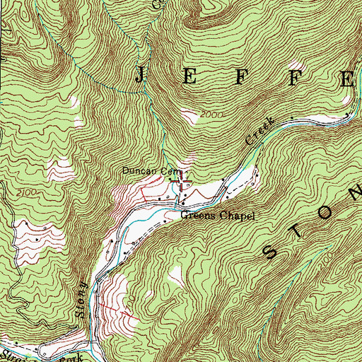 Topographic Map of Duncan Cemetery, VA