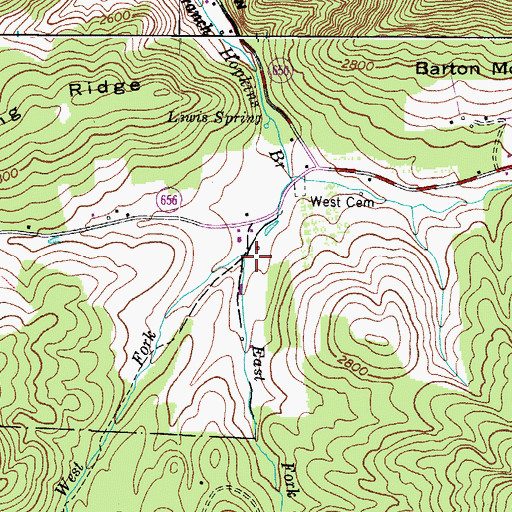 Topographic Map of East Fork Hopkins Branch, VA
