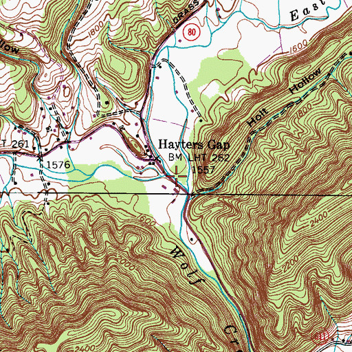 Topographic Map of East Fork Wolf Creek, VA