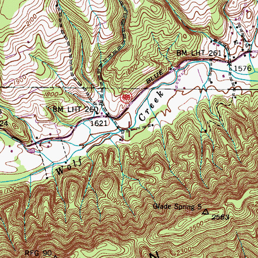 Topographic Map of Edington Branch, VA