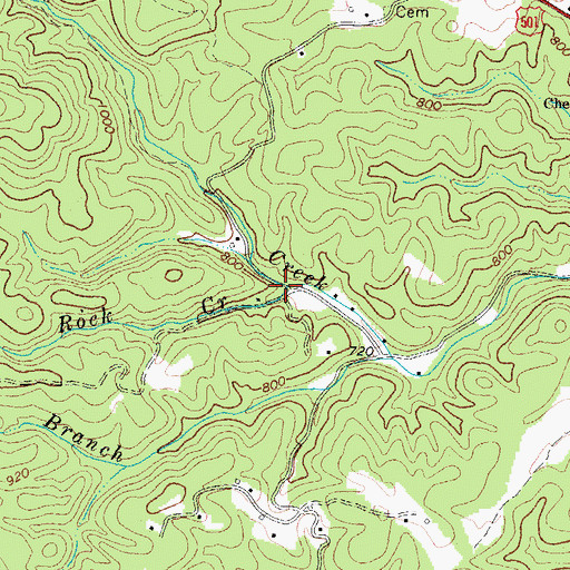 Topographic Map of Falling Rock Creek, VA