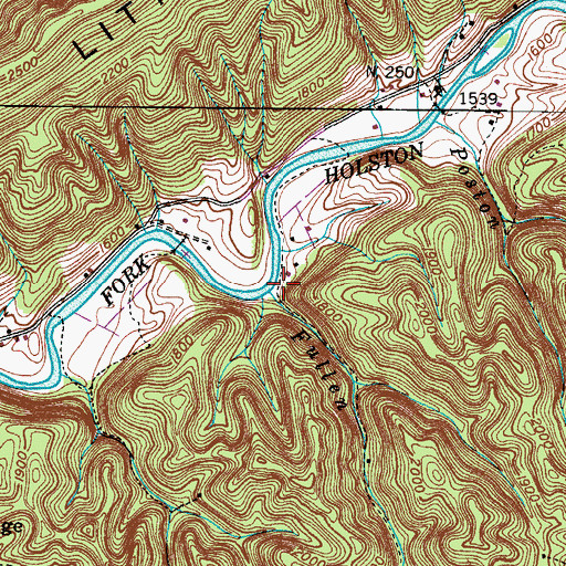 Topographic Map of Fullen Branch, VA