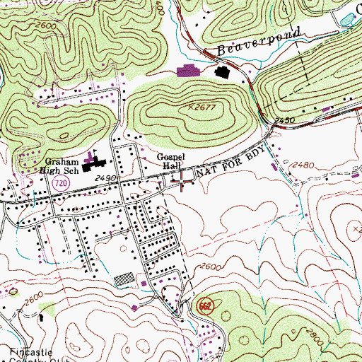 Topographic Map of Gospel Hall, VA