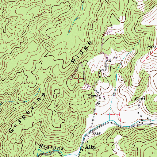 Topographic Map of Grapevine Ridge, VA