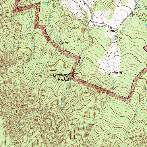 Topographic Map of Greasy Falls, VA