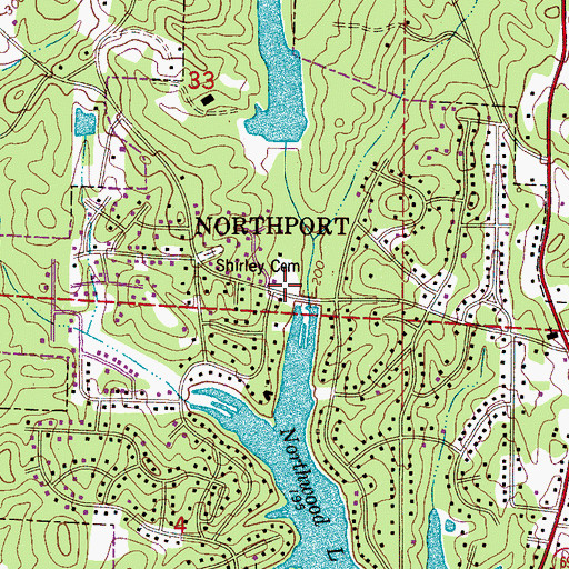 Topographic Map of Northwood Lake Park, AL
