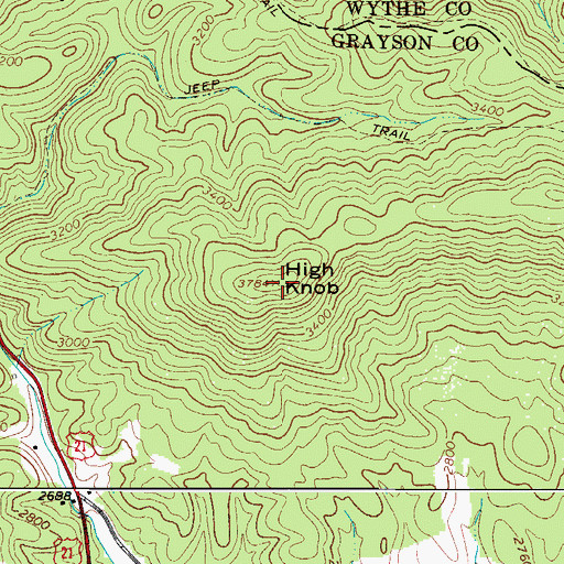 Topographic Map of High Knob, VA