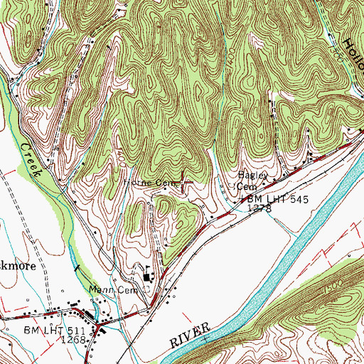 Topographic Map of Horne Cemetery, VA