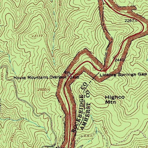 Topographic Map of House Mountain Overlook, VA