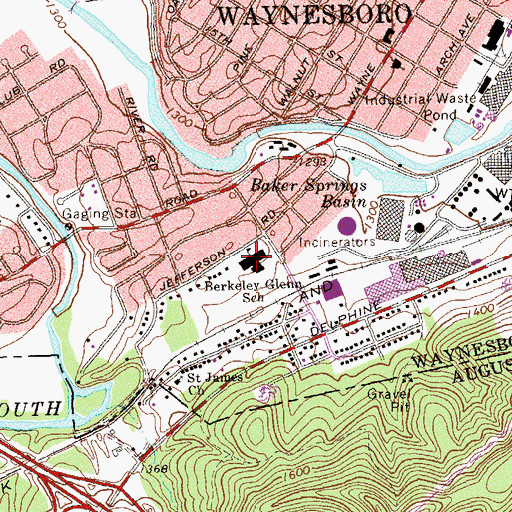 Topographic Map of Berkeley Glenn Elementary School, VA