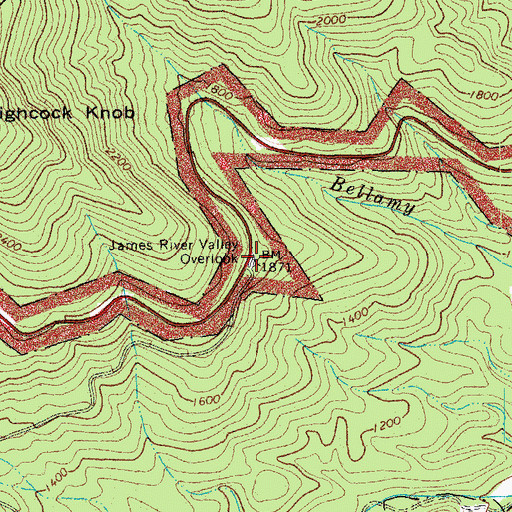 Topographic Map of James River Valley Overlook, VA