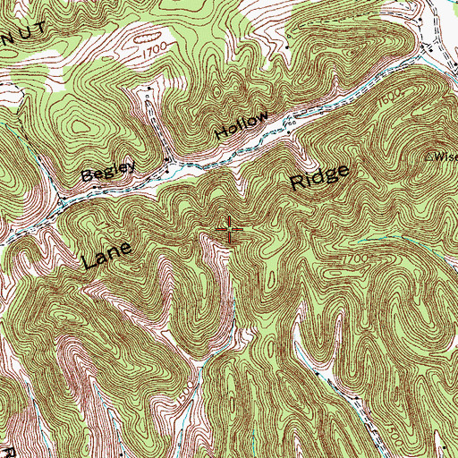 Topographic Map of Lane Ridge, VA