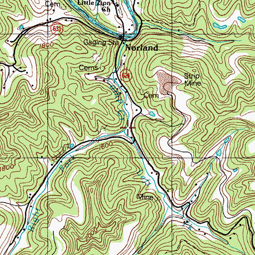 Topographic Map of Left Fork Camp Creek, VA