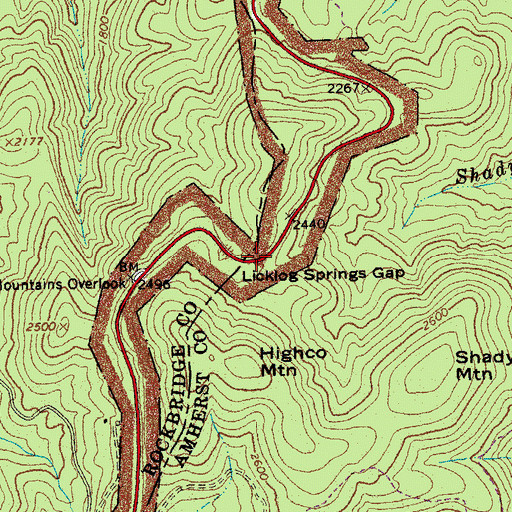 Topographic Map of Licklog Springs Gap, VA