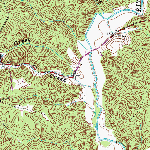 Topographic Map of Little Dancing Creek, VA