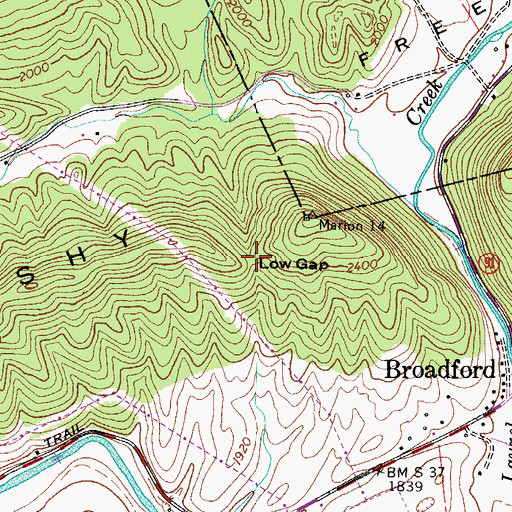 Topographic Map of Low Gap, VA