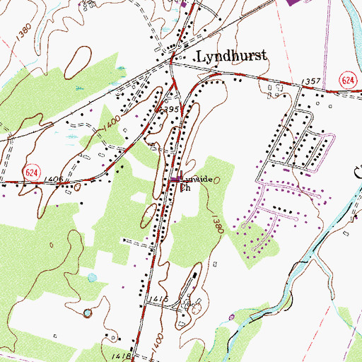 Topographic Map of Lynside Church, VA