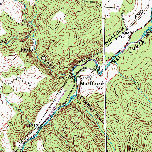 Topographic Map of Marlbrook Creek, VA