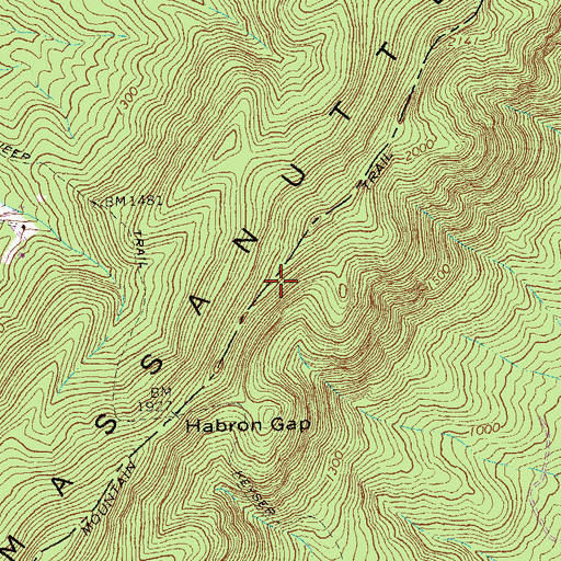 Topographic Map of Massanutten Mountain Trail, VA