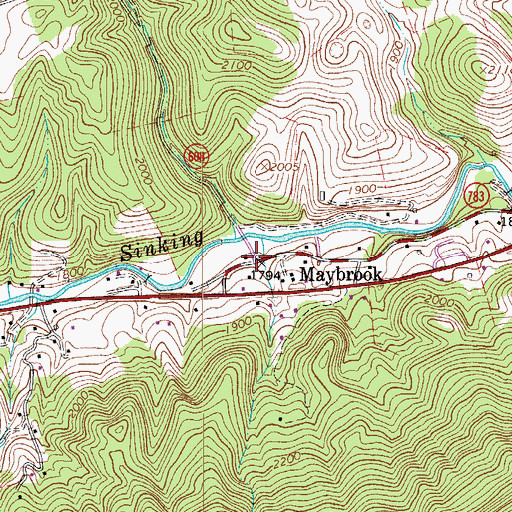 Topographic Map of Maybrook, VA