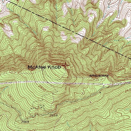 Topographic Map of McAfee Knob, VA