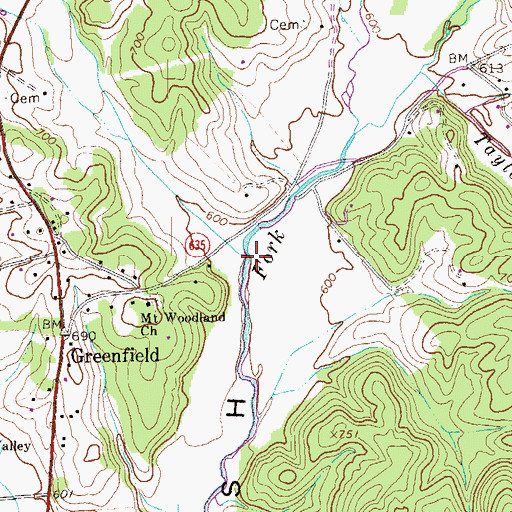 Topographic Map of Meriwether Creek, VA